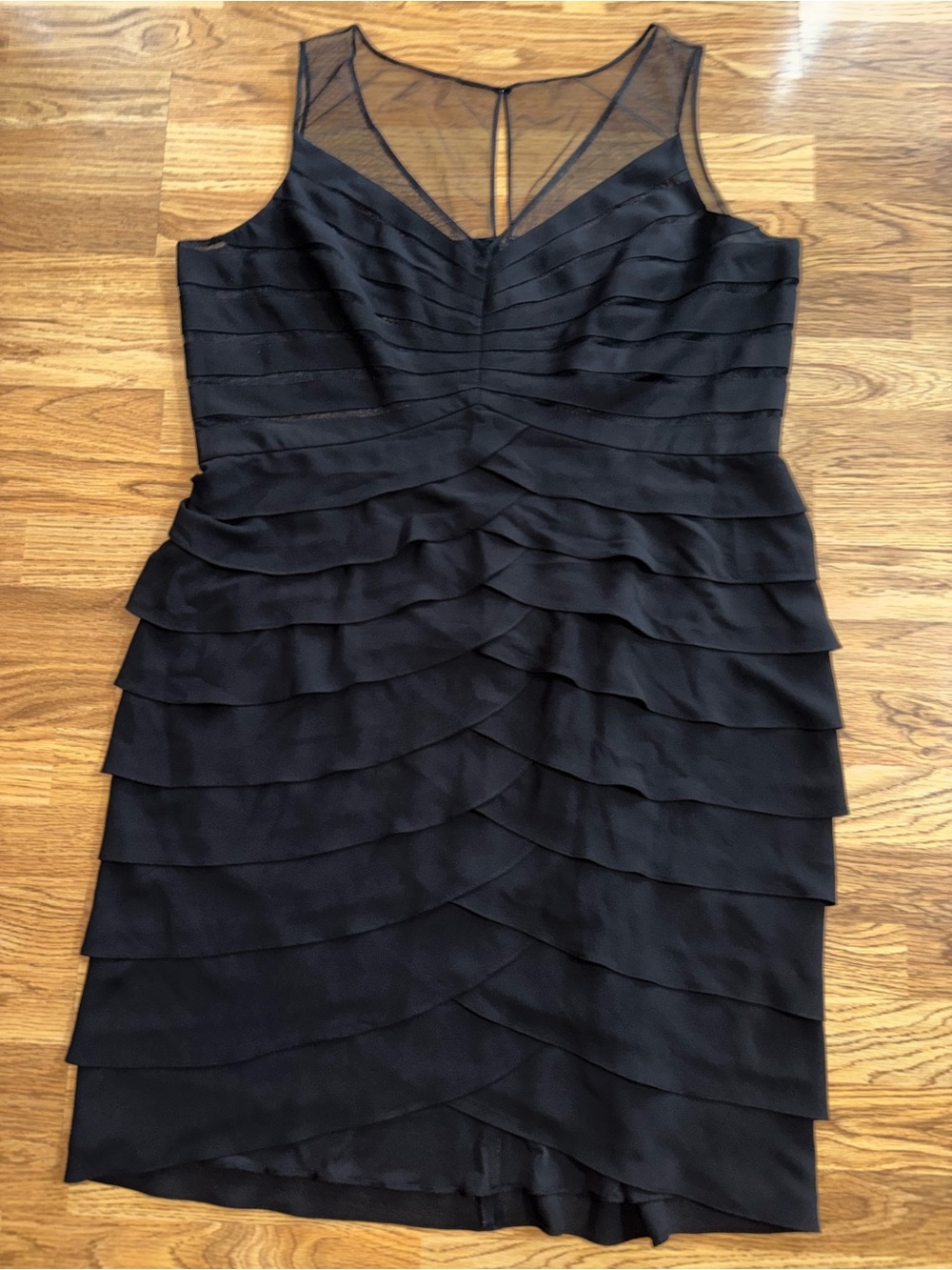 Adrianna Papell Dress Women’s Plus Size 20W Black Sleeveless Tiered Ruffles Mesh